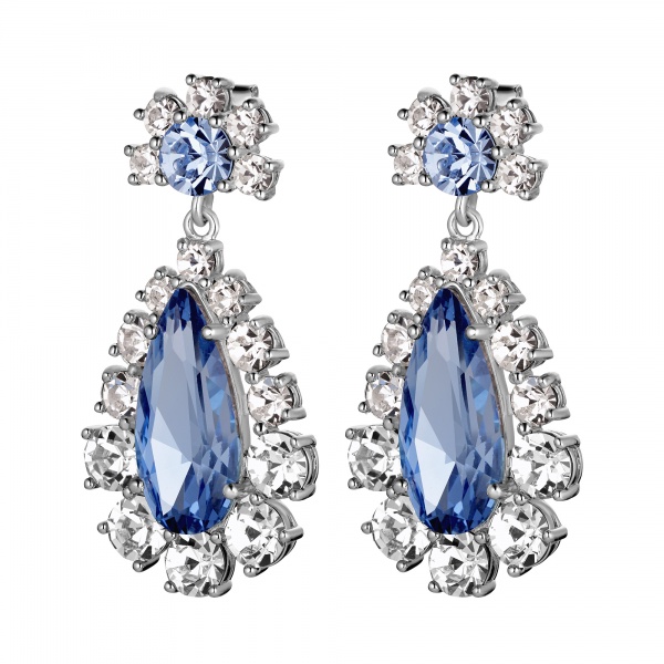 Dyrberg Kern Lucia Silver Earrings - Light Blue/Crystal